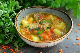 Суп с чечевицей и мясом