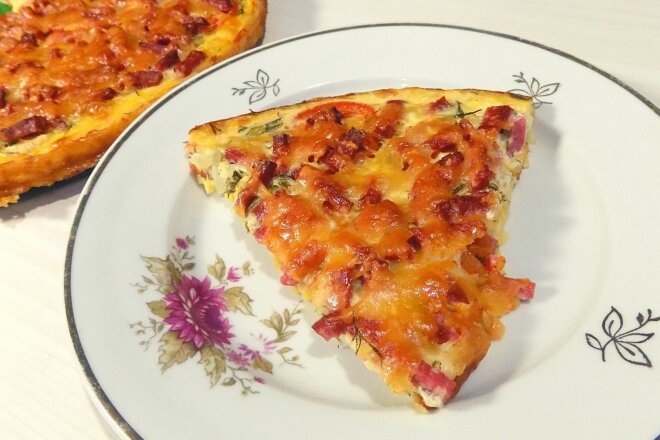 Пицца из кабачков с колбасой и сыром в духовке, рецепт с фото и видео