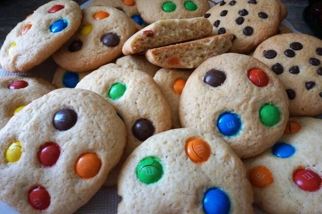 Простое детское печенье с M&M’s Простое детское печенье с M&M’s, рецепт с фото