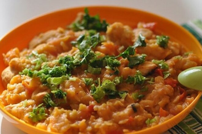 Гороховая каша  со свининой и овощами, рецепт с фото