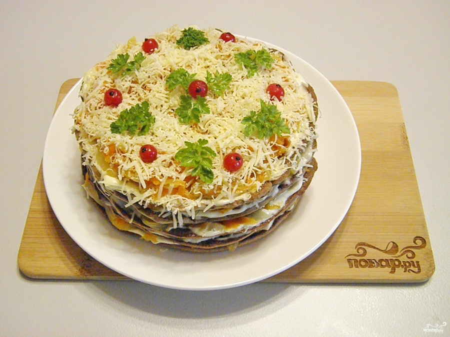 Печеночный торт из куриной печени