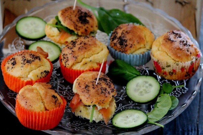 Маффины с огурцами и ветчиной, рецепт с фото