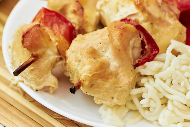 Шашлычок из куриной грудки с болгарским перцем на шпажках в духовке, рецепт с фото и видео
